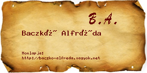 Baczkó Alfréda névjegykártya